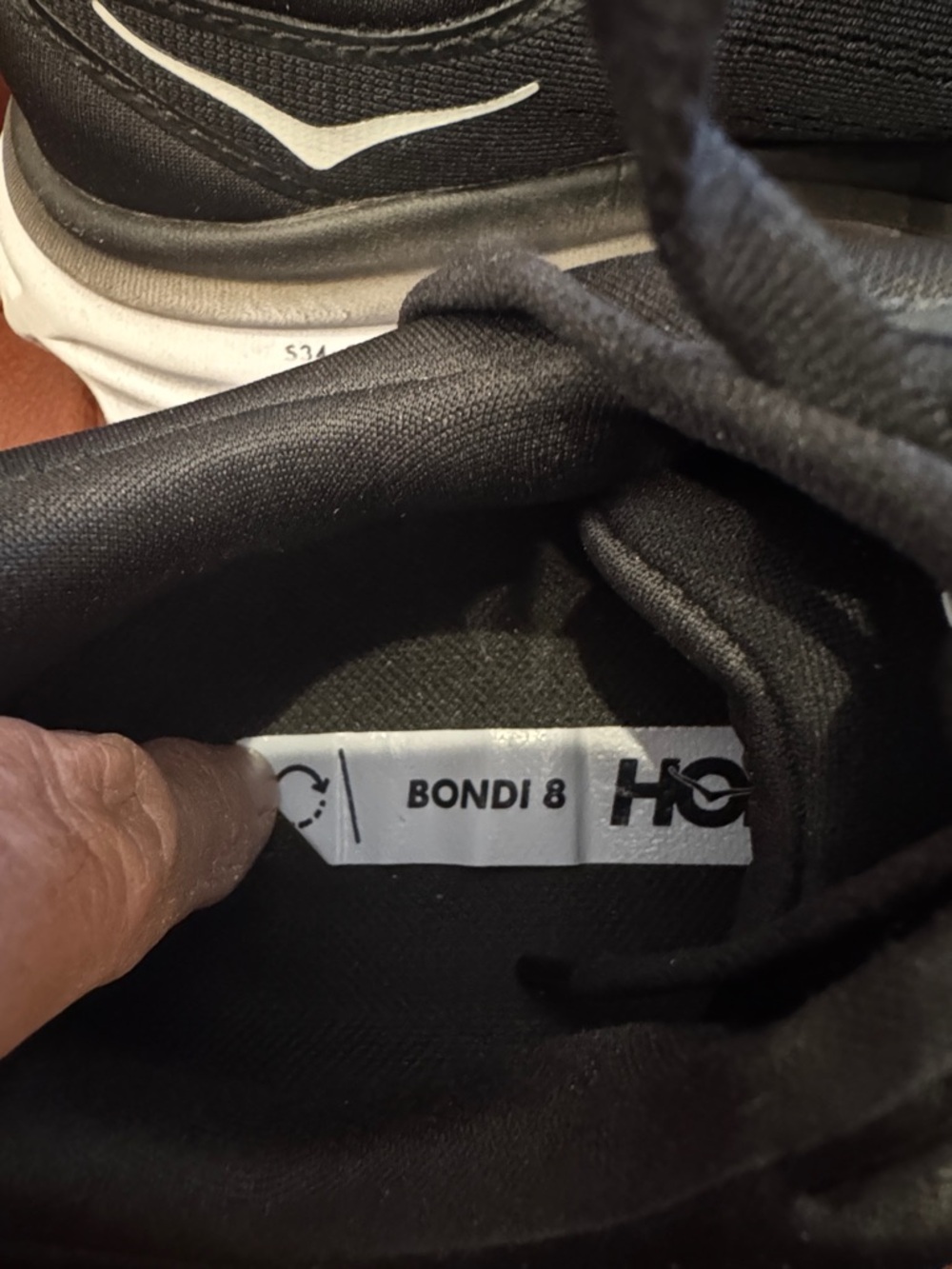 Hoka Bondi 8 Running Shoes - Black with White Sole - Picture 9 of 10